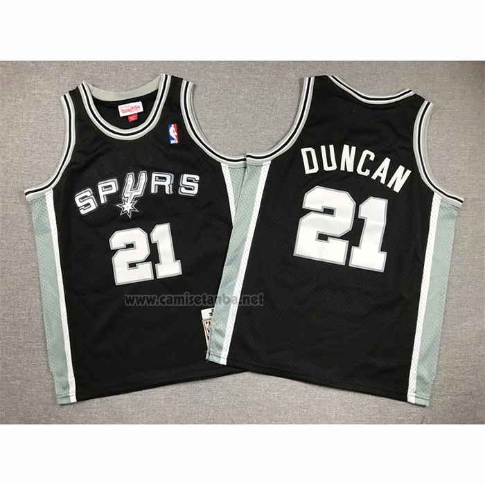 Camiseta Nino San Antonio Spurs Tim Duncan #21 Mitchell & Ness 1998-99 Negro